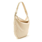 powder leather hobo crossbody with woven strap