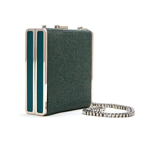 
                  
                    Load image into Gallery viewer, SADIE Metal and Crystal Clutch Bag - Emerald
                  
                