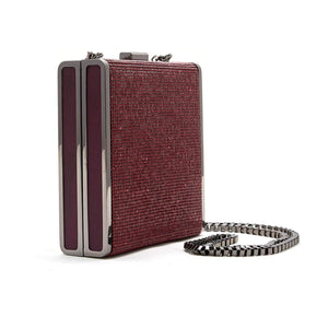 
                  
                    Load image into Gallery viewer, SADIE Metal and Crystal Clutch Bag - Garnet
                  
                