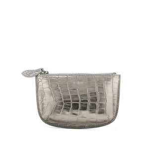 
                  
                    Load image into Gallery viewer, faye leather purse pewter metallic croc
                  
                