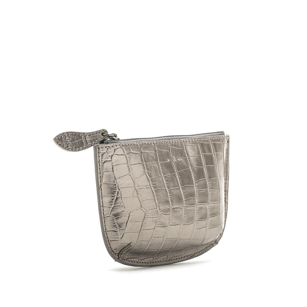 
                  
                    Load image into Gallery viewer, faye mini pouch pewter metallic croc
                  
                