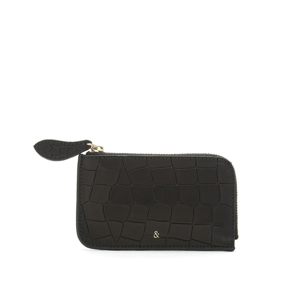 credit card purse black leather