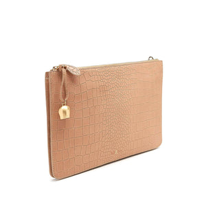 
                  
                    Load image into Gallery viewer, camel croc leather oversize clutch bag iPad case
                  
                