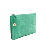 mint green croc leather oversize clutch iPad case