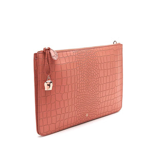 
                  
                    Load image into Gallery viewer, terracotta pink croc leather oversize clutch iPad case
                  
                