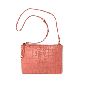 
                  
                    Load image into Gallery viewer, terracotta pink croc leather cross body bag
                  
                