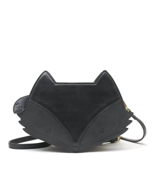 
                  
                    Load image into Gallery viewer, black leather fox cross body bag
                  
                