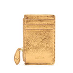 metallic bronze leather credit card purse