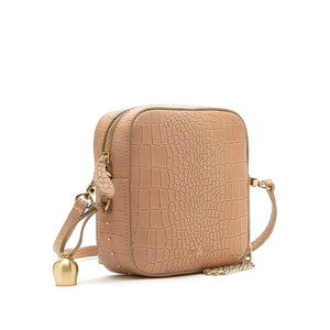 
                  
                    Load image into Gallery viewer, camel croc leather mini crossbody clutch handbag
                  
                