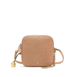 camel croc leather mini crossbody handbag