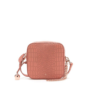 
                  
                    Load image into Gallery viewer, terracotta pink croc leather mini crossbody handbag
                  
                