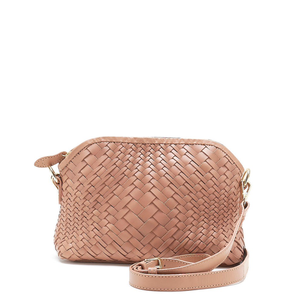 RIA Hand Woven Crossbody Bag in Tan Leather