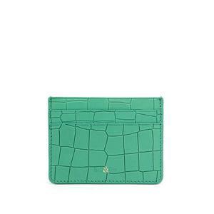 
                  
                    Load image into Gallery viewer, mint green croc embossed leather card holder
                  
                