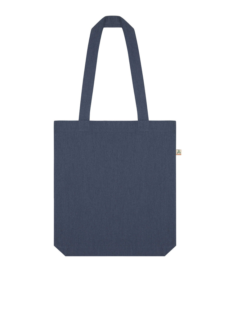 denim blue recycled fabric tote bag