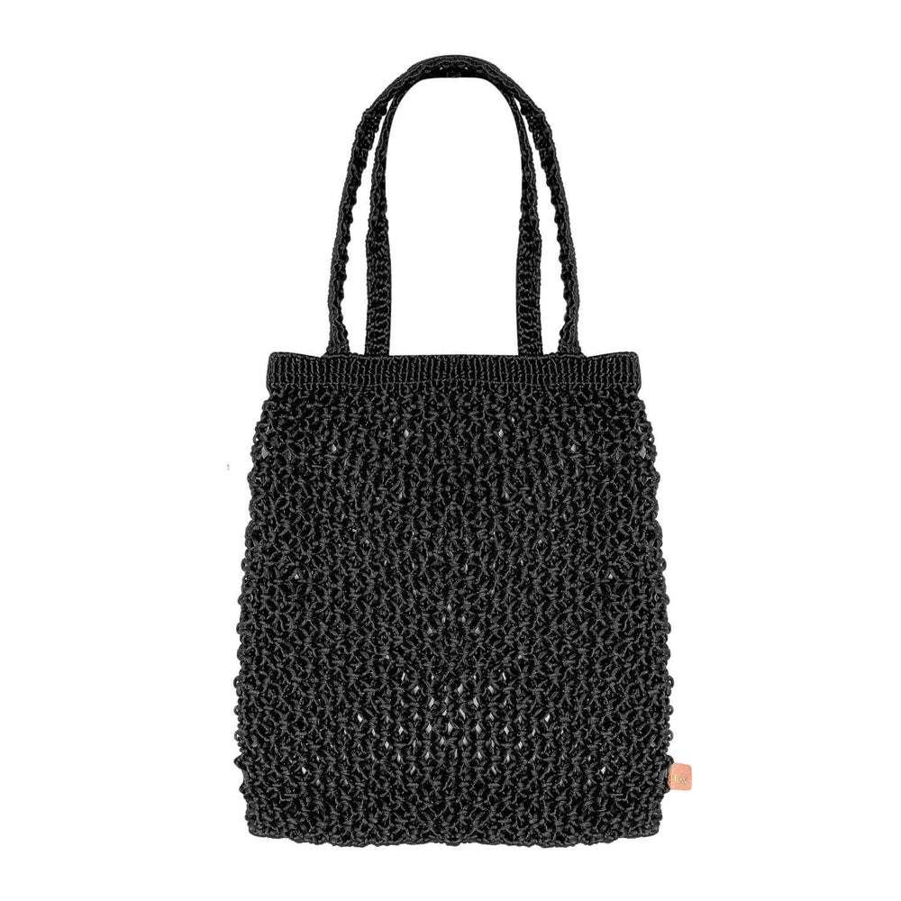 
                  
                    Load image into Gallery viewer, BLACK HAND WOVEN MACRAME BAG 
                  
                